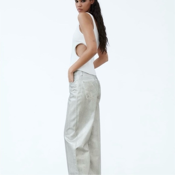 Zara - Ladies One Shoulder Asymmetric Rhinestone Top - White. Size: M. NWT - Picture 11 of 14